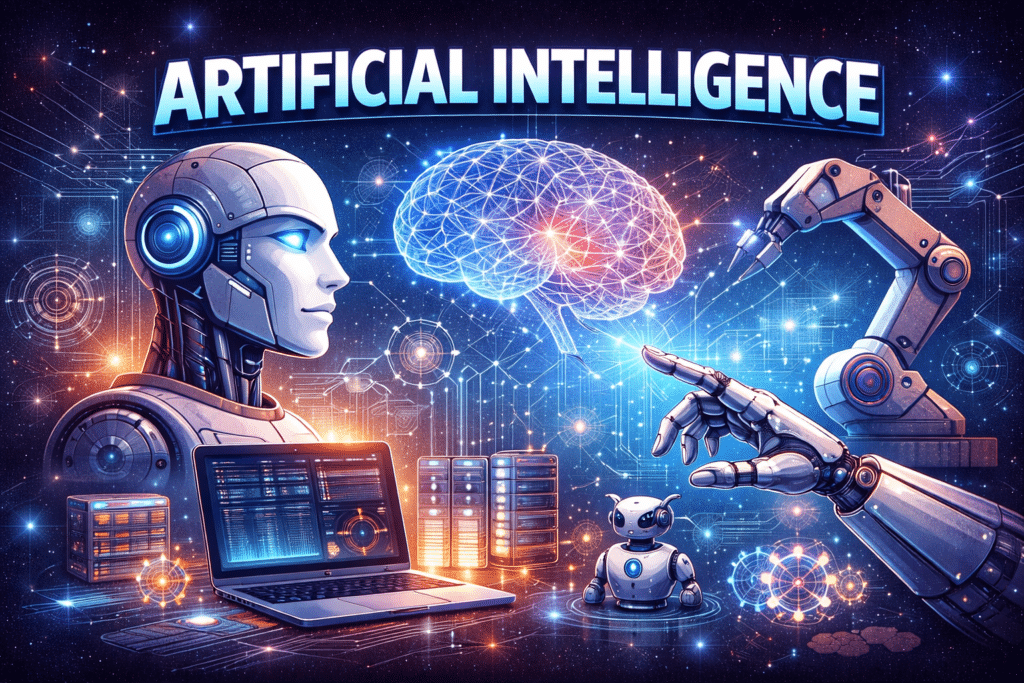 Futuristic technology and artificial intelligence.
