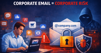 Risks of using corporate email ID on third party apps like social media and ecommerce
