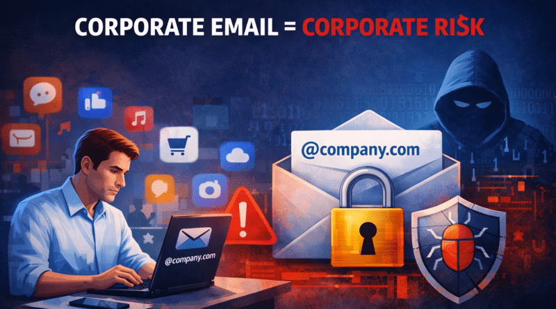 Risks of using corporate email ID on third party apps like social media and ecommerce