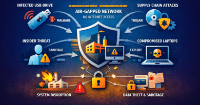 Air-gapped network security showing how offline and isolated systems can still be compromised through USB devices, insider access, and supply chain attacks