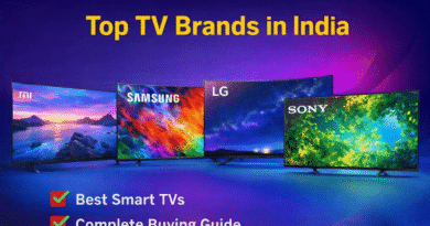 Top TV brands in India including Sony, Samsung, LG, and Xiaomi smart TVs display comparison