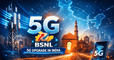 BSNL 5G upgrade in India showing telecom tower, 5G network signal and digital India connectivity concept