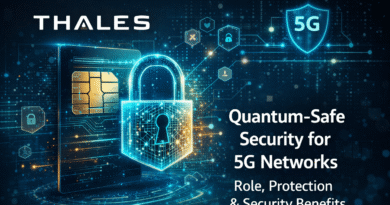 Thales quantum-safe security solution for 5G networks with symbolic encryption lock protecting SIM and mobile network
