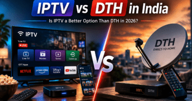 IPTV vs DTH in India comparison with smart TV and satellite dish